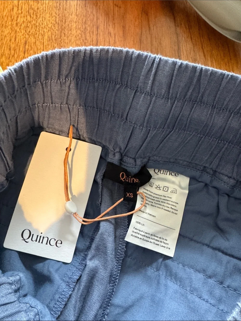 Quince European Linen Wide Leg Pant in Moonstone Blue size XS